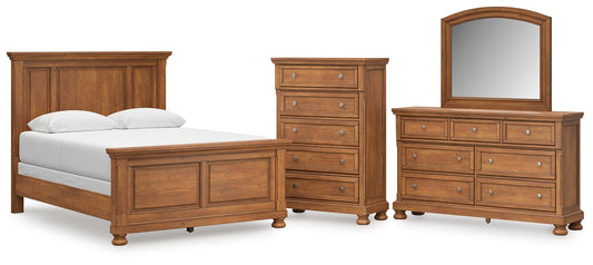 Feddinger Queen Panel Bed with Mirrored Dresser and Chest