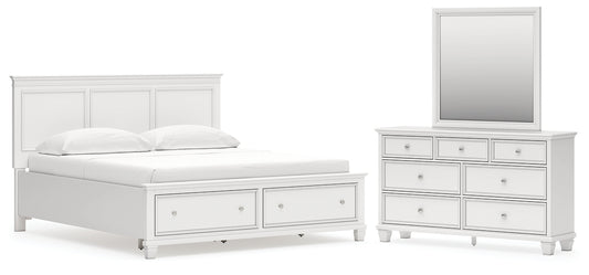 Fortman California King Panel Storage Bed, Dresser and Mirror