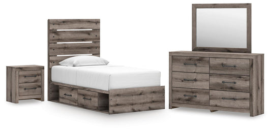 Urbanoore Twin Panel Bed with Storage, Dresser, Mirror and Nightstand