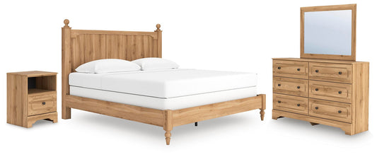 Galletyn King Panel Bed with Mirrored Dresser and Nightstand