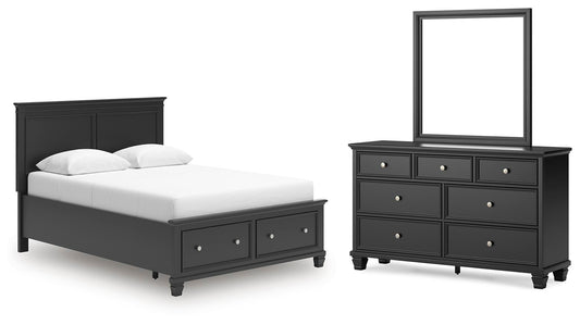Lanolee Queen Panel Storage Bed, Dresser and Mirror