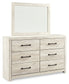 Cambeck Queen Panel Bed with 4 Storage Drawers with Mirrored Dresser