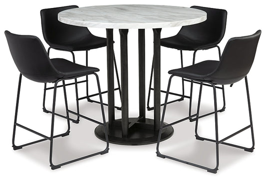 Ashley Express - Centiar Counter Height Dining Table and 4 Barstools