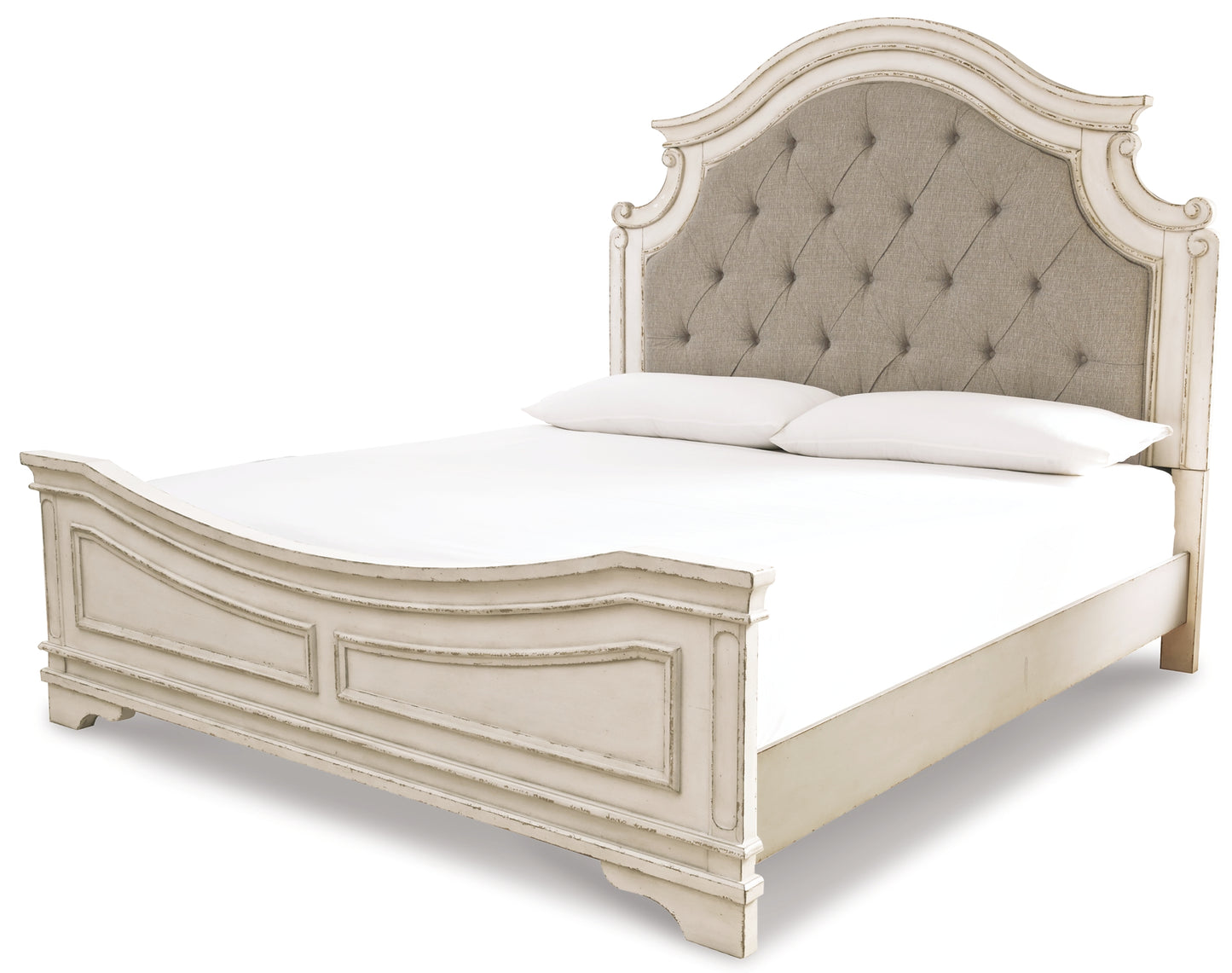 Realyn California King Upholstered Panel Bed with Dresser