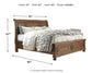 Flynnter  Sleigh Bed With 2 Storage Drawers With Mirrored Dresser