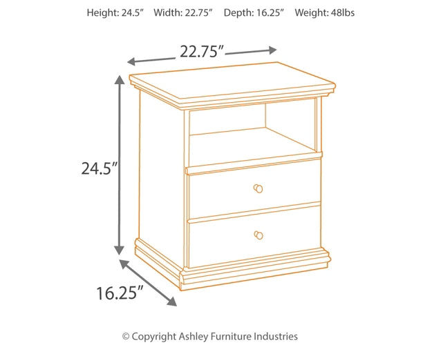 Maribel Queen/Full Panel Headboard with Mirrored Dresser, Chest and 2 Nightstands