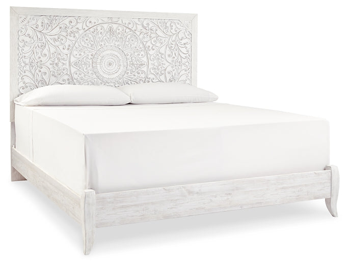 Paxberry King Panel Bed with Mirrored Dresser