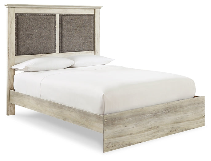 Cambeck Queen Upholstered Panel Bed with Mirrored Dresser and 2 Nightstands