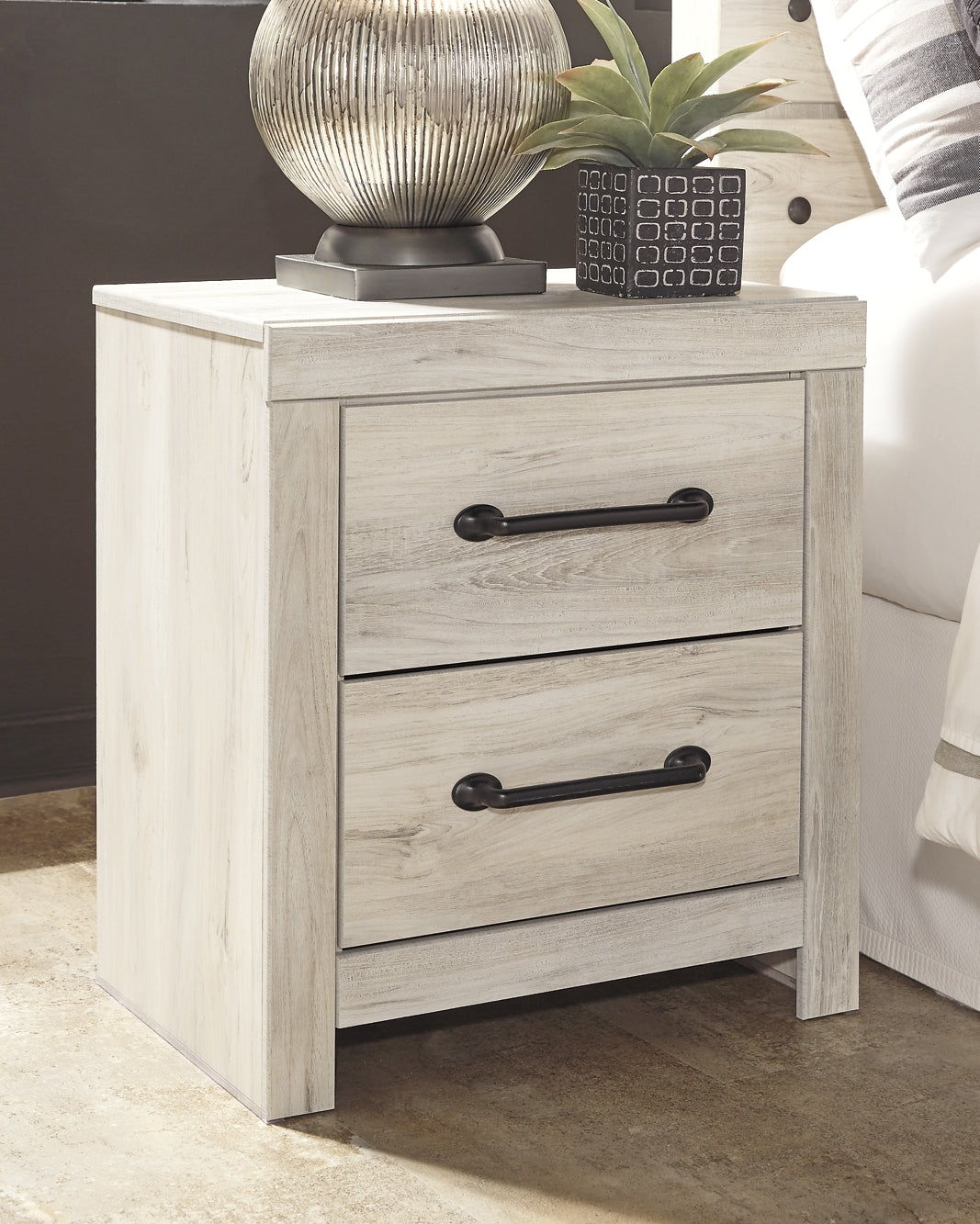 Cambeck Queen Upholstered Panel Headboard with Mirrored Dresser, Chest and 2 Nightstands