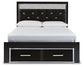 Kaydell Queen Upholstered Panel Storage Bed with Mirrored Dresser, Chest and 2 Nightstands