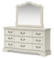 Arlendyne Queen Upholstered Bed with Mirrored Dresser, Chest and 2 Nightstands