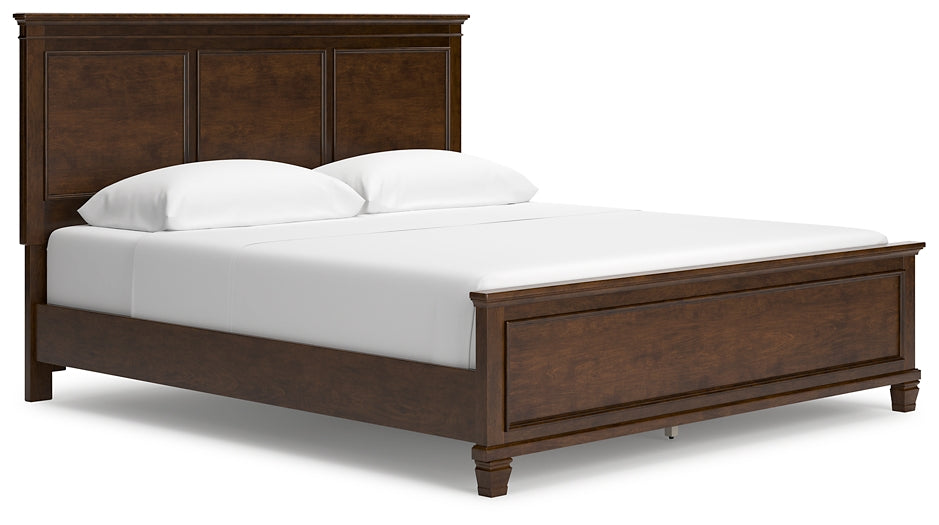 Danabrin California King Panel Bed with Mirrored Dresser, Chest and 2 Nightstands