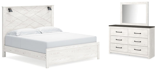 Gerridan King Panel Bed with Mirrored Dresser