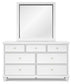 Fortman Queen Panel Bed with Mirrored Dresser and Nightstand