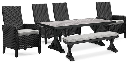 Beachcroft Outdoor Dining Table and 4 Chairs and Bench