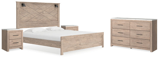 Senniberg King Panel Bed with Dresser and 2 Nightstands