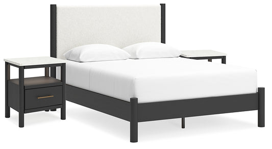 Ashley Express - Cadmori Queen Upholstered Panel Bed with 2 Nightstands