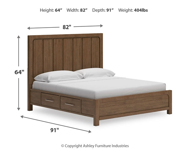 Cabalynn California King Panel Bed with Storage with Mirrored Dresser