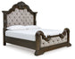 Maylee California King Upholstered Bed with Mirrored Dresser, Chest and 2 Nightstands