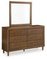 Lyncott California King Upholstered Bed with Mirrored Dresser, Chest and 2 Nightstands