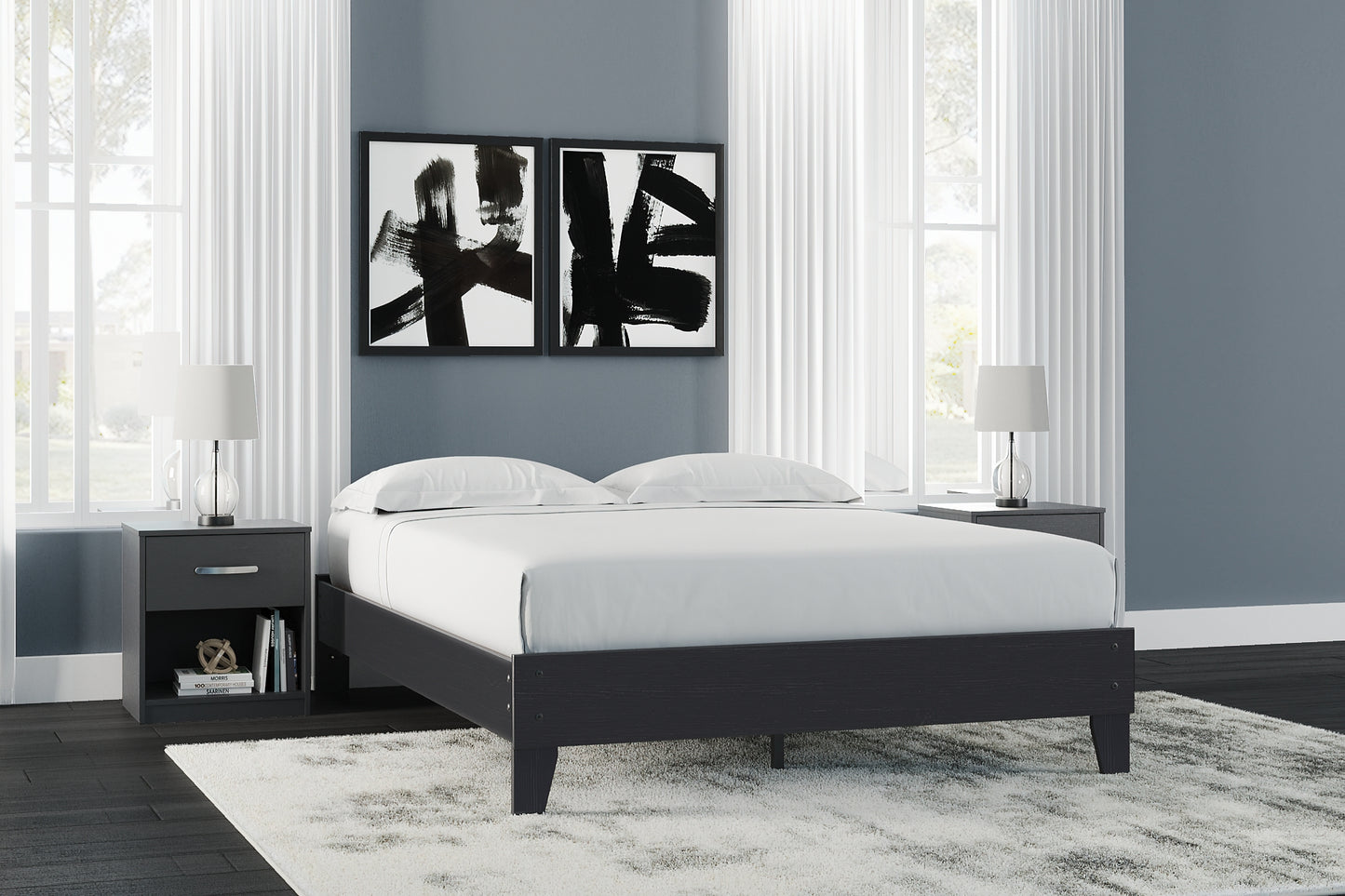 Ashley Express - Finch Queen Platform Bed with 2 Nightstands