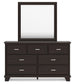 Covetown King Panel Bed with Mirrored Dresser, Chest and Nightstand