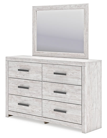 Cayboni King Panel Bed with Mirrored Dresser, Chest and Nightstand