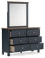 Landocken Twin Panel Headboard with Mirrored Dresser and Nightstand