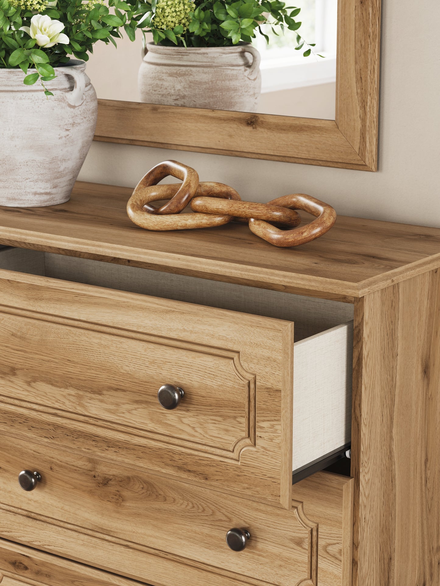 Aleaport Full Panel Bed with Mirrored Dresser and Nightstand