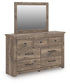 Rusticott California King Poster Bed with Mirrored Dresser and Nightstand