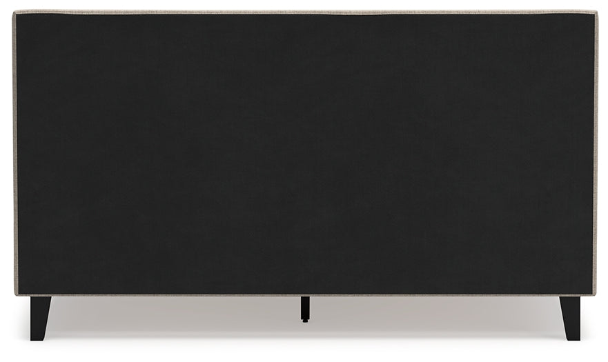 Cielden California King Upholstered Bed with Roll Slats, Dresser, Mirror and Nightstand