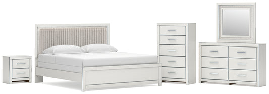 Zuraleus King Upholstered Panel Bed, Dresser, Mirror, Chest and Nightstand