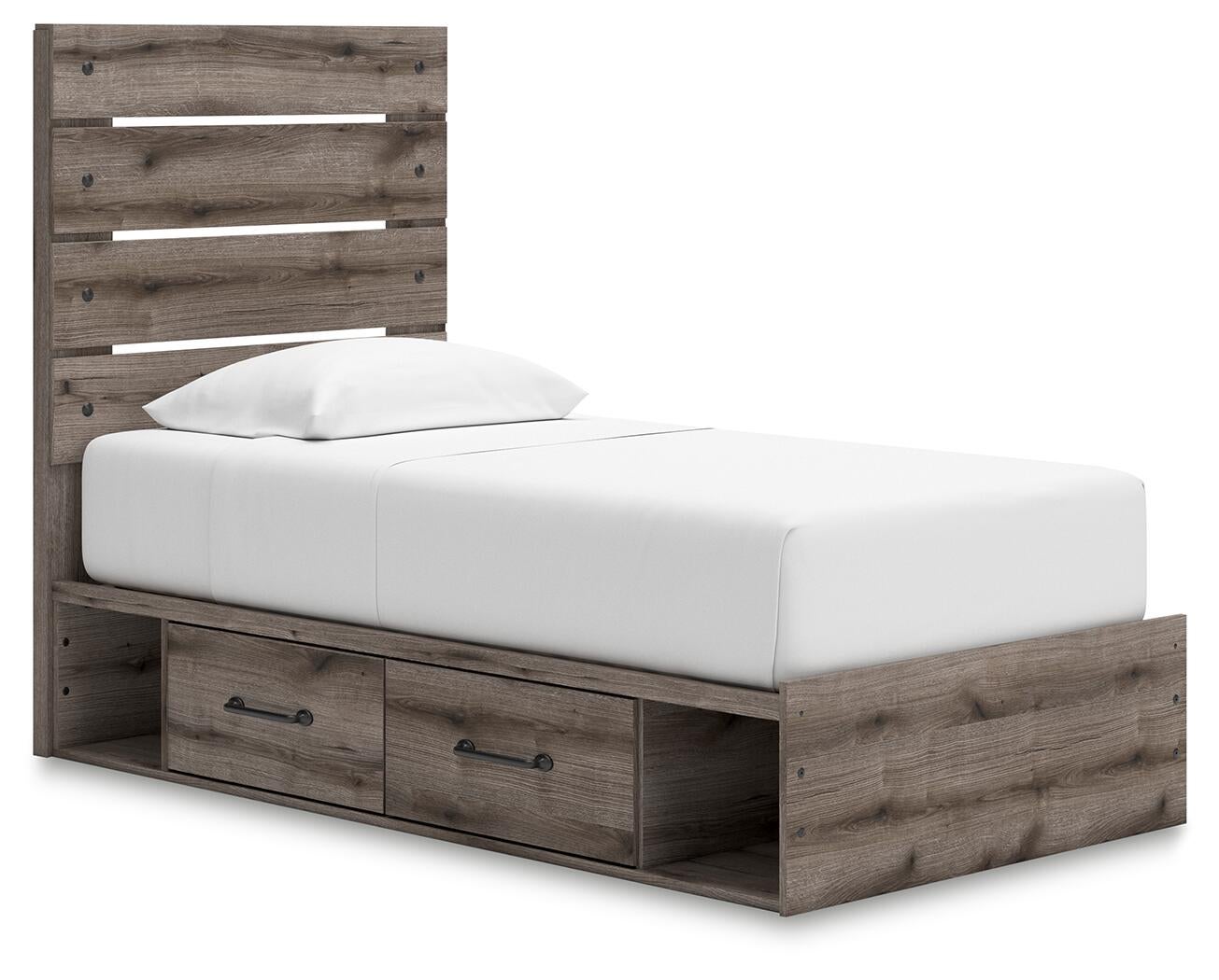 Urbanoore Twin Panel Bed with Storage, Dresser and Mirror