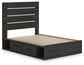 Delmorta Full Panel Bed with Storage, Dresser, Mirror and Nightstand