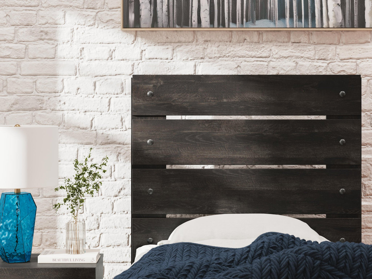 Delmorta Full Panel Bed with Storage, Dresser, Mirror and Nightstand