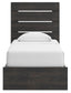 Delmorta Twin Panel Bed with Storage, Dresser and Mirror