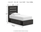 Delmorta Twin Panel Bed with Storage, Dresser and Mirror