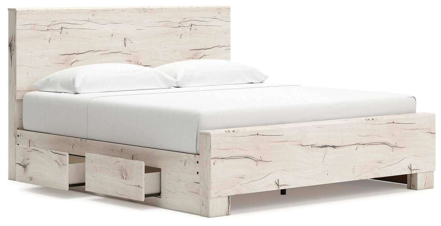 Lawroy King Panel Bed with Storage, Dresser, Mirror, Chest and Nightstand