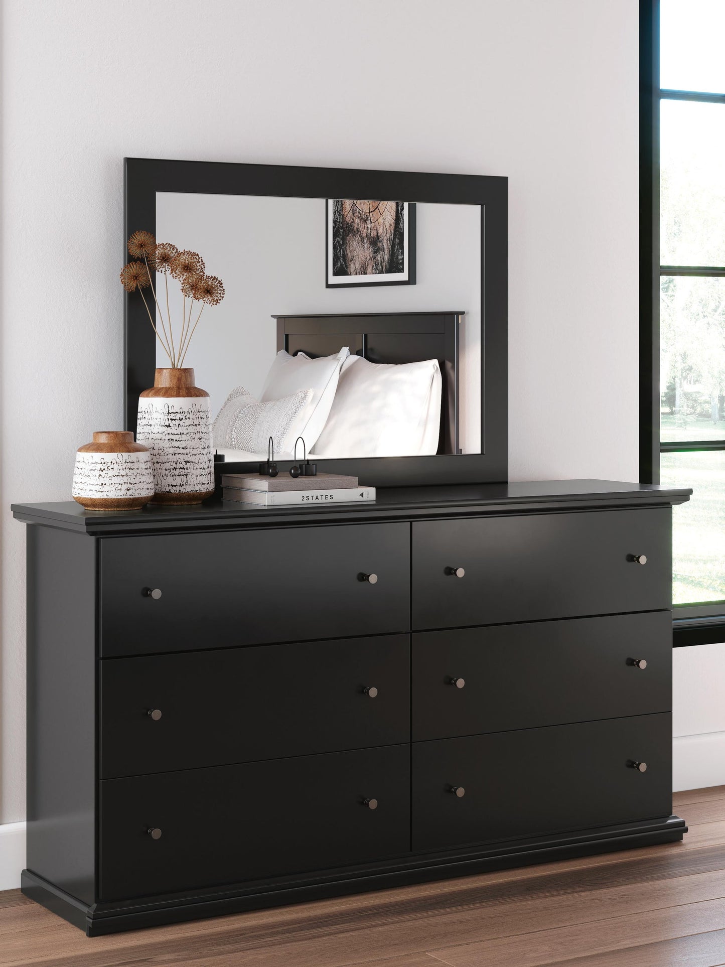 Maribel Full Panel Bed, Dresser, Mirror and Nightstand