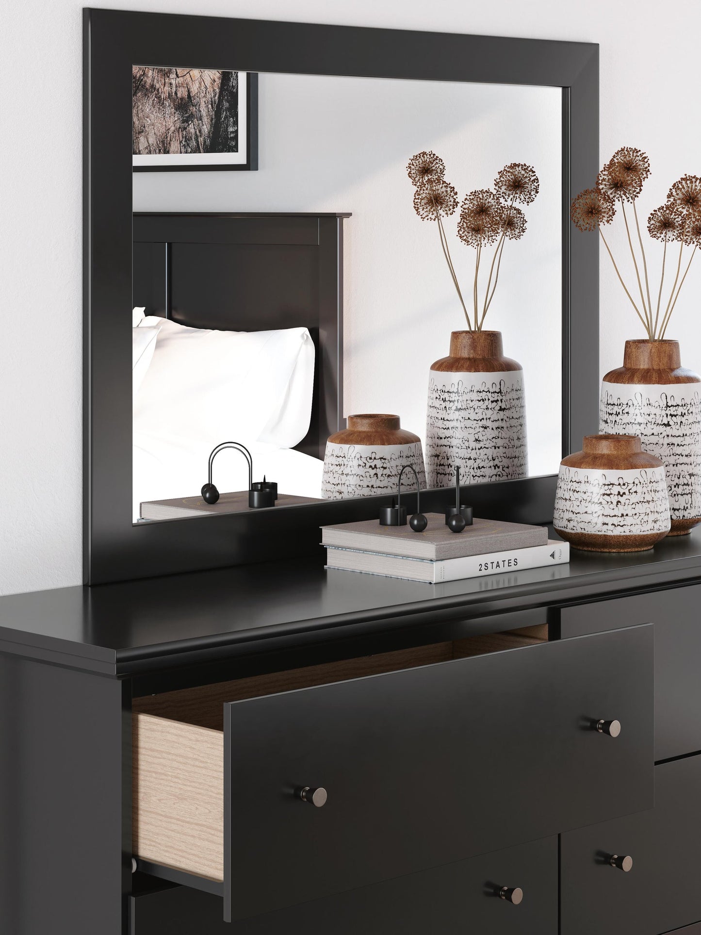 Maribel Full Panel Bed, Dresser, Mirror and Nightstand