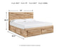 Hyanna King Panel Storage Bed with 1 Under Bed Storage Drawer, Dresser and Mirror